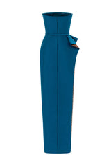 Strapless Midi Dress with Sequin Underskirt