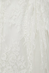 Full lace mermaid wedding dress with volume overskirt