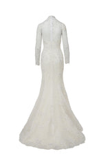 Fully embellished high neck mermaid wedding dress
