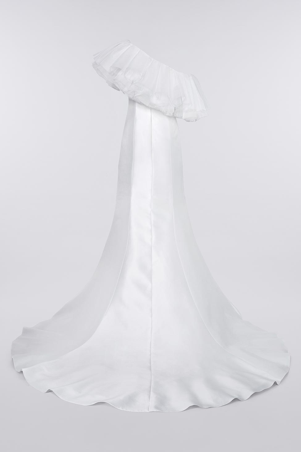 Elegant ruffled top mermaid Satin wedding dress
