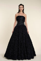 Voluminous Gown With Cinched Waist Draping