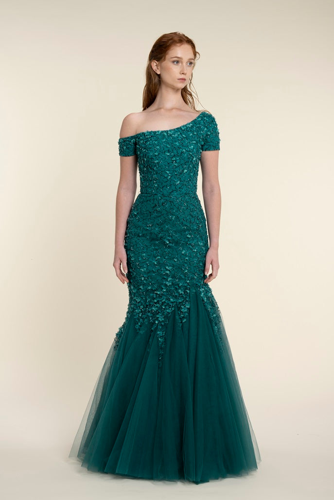 Beaded Lace Mermaid Gown