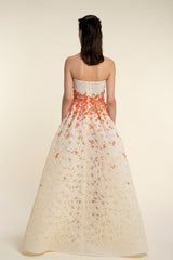 Voluminous Embroidered Floral Dress With Intricate Multi-Coloured Beadwork