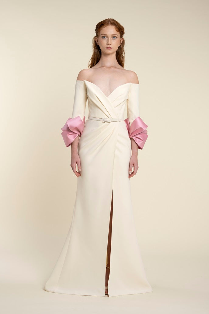 Draped Overlap Dress Decorated With Bows And Ribbons Draped Overlap Dress Decorated With Bows And Ribbons