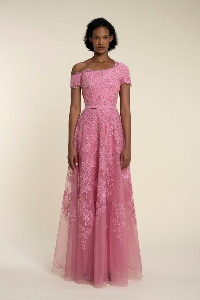 Fully Embroidered Lace Volume Gown