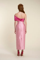 Tubino Dress With Asymmetrical One-Shoulder Draping