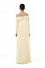 Asymmetrical Draped Beaded Cape Gown