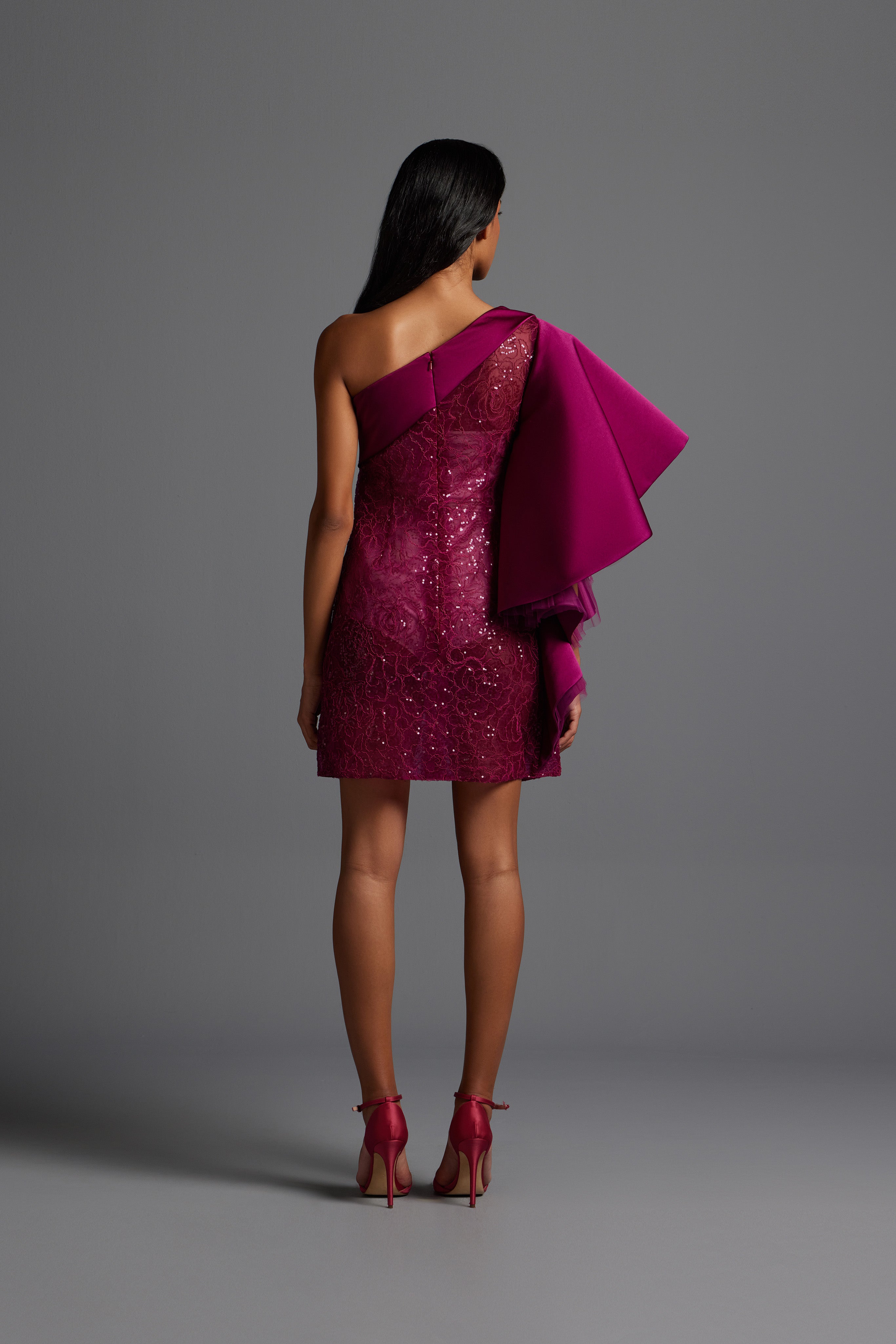 One shoulder lace mini dress