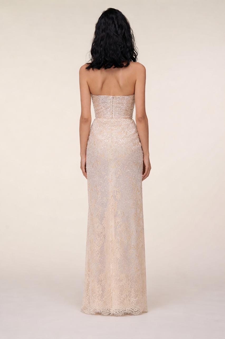 Strapless Fully Beaded Lace Dress