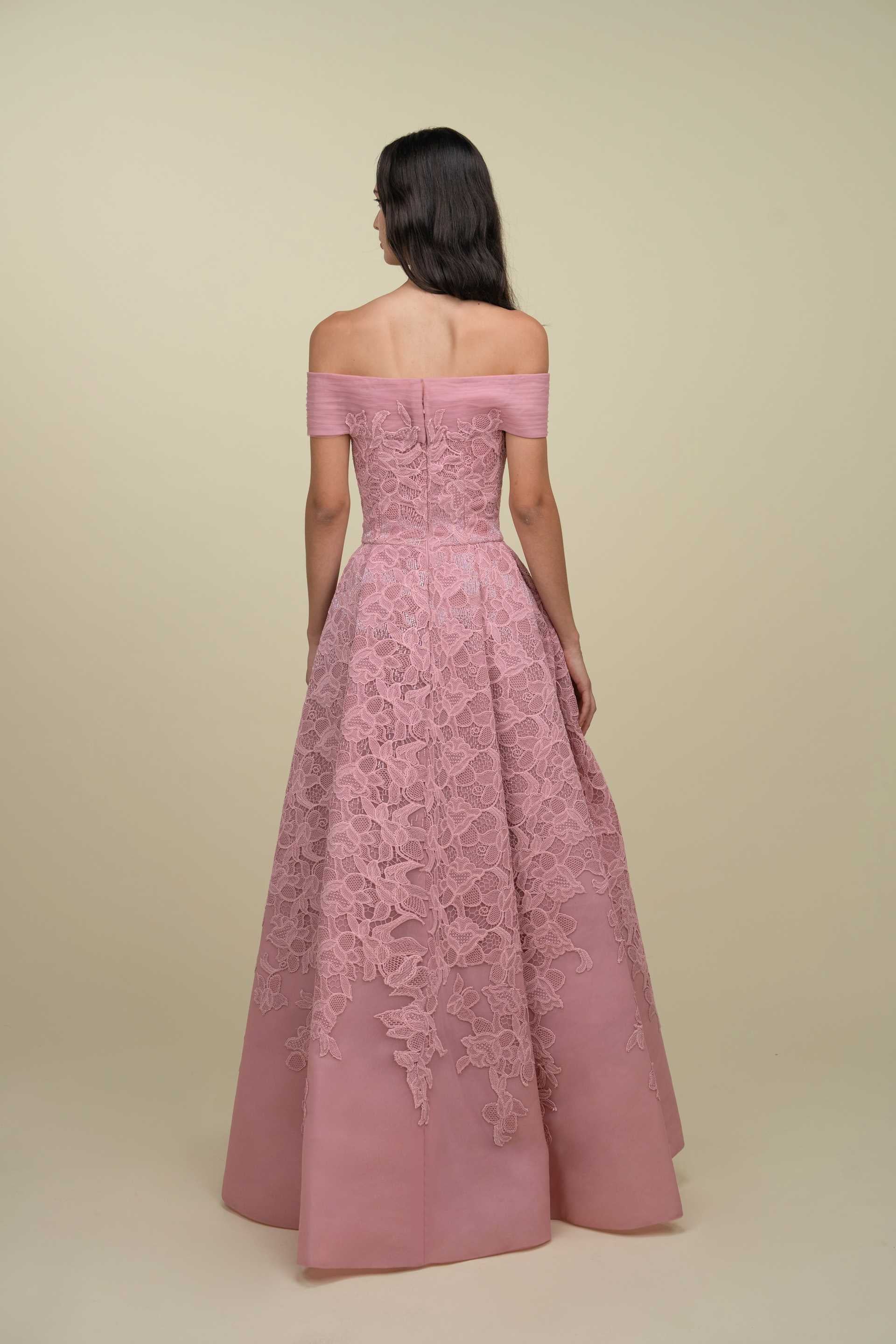 Off-Shoulder Voluminous Beaded Gown