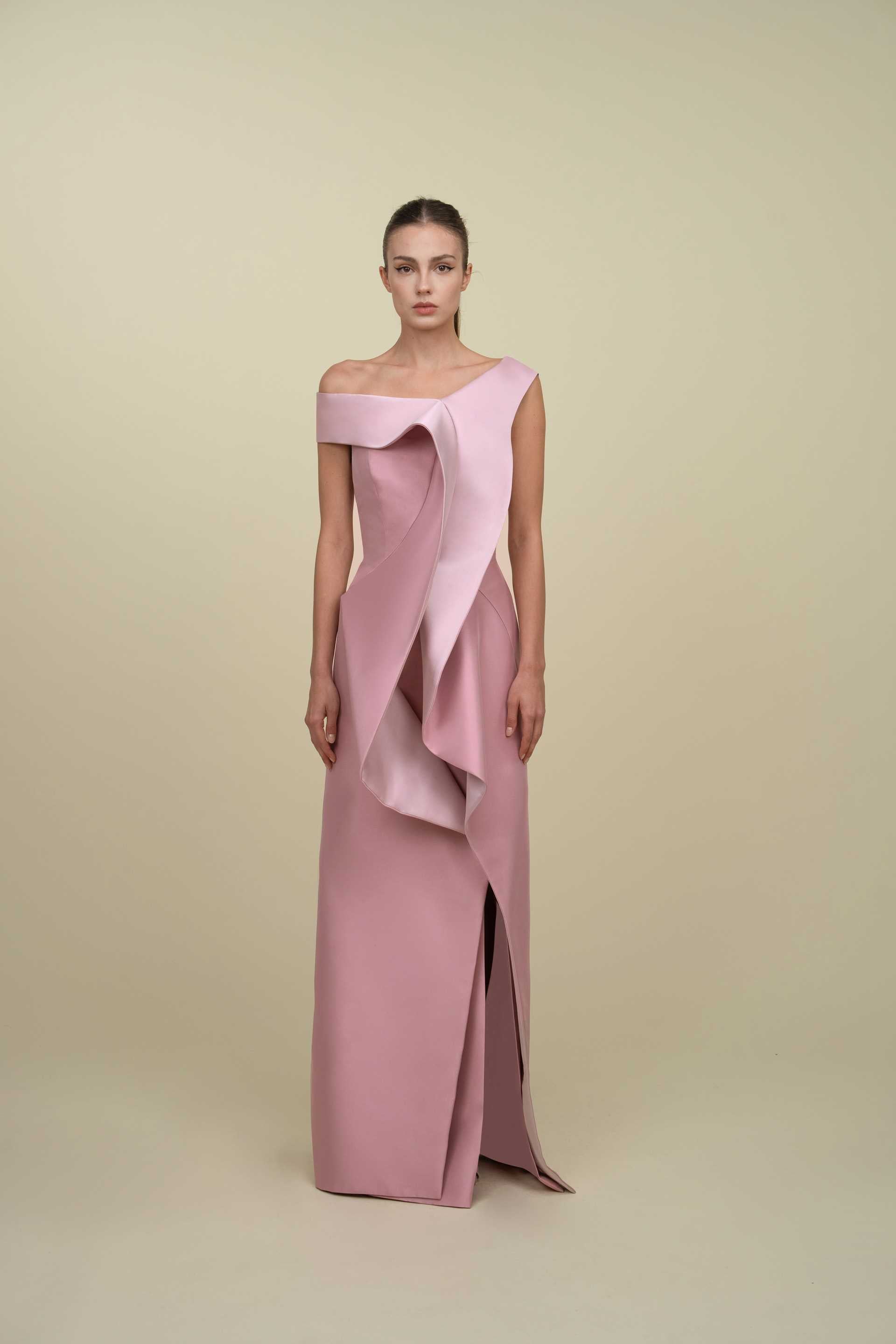 Off-Shoulder With Draped Panel Gown