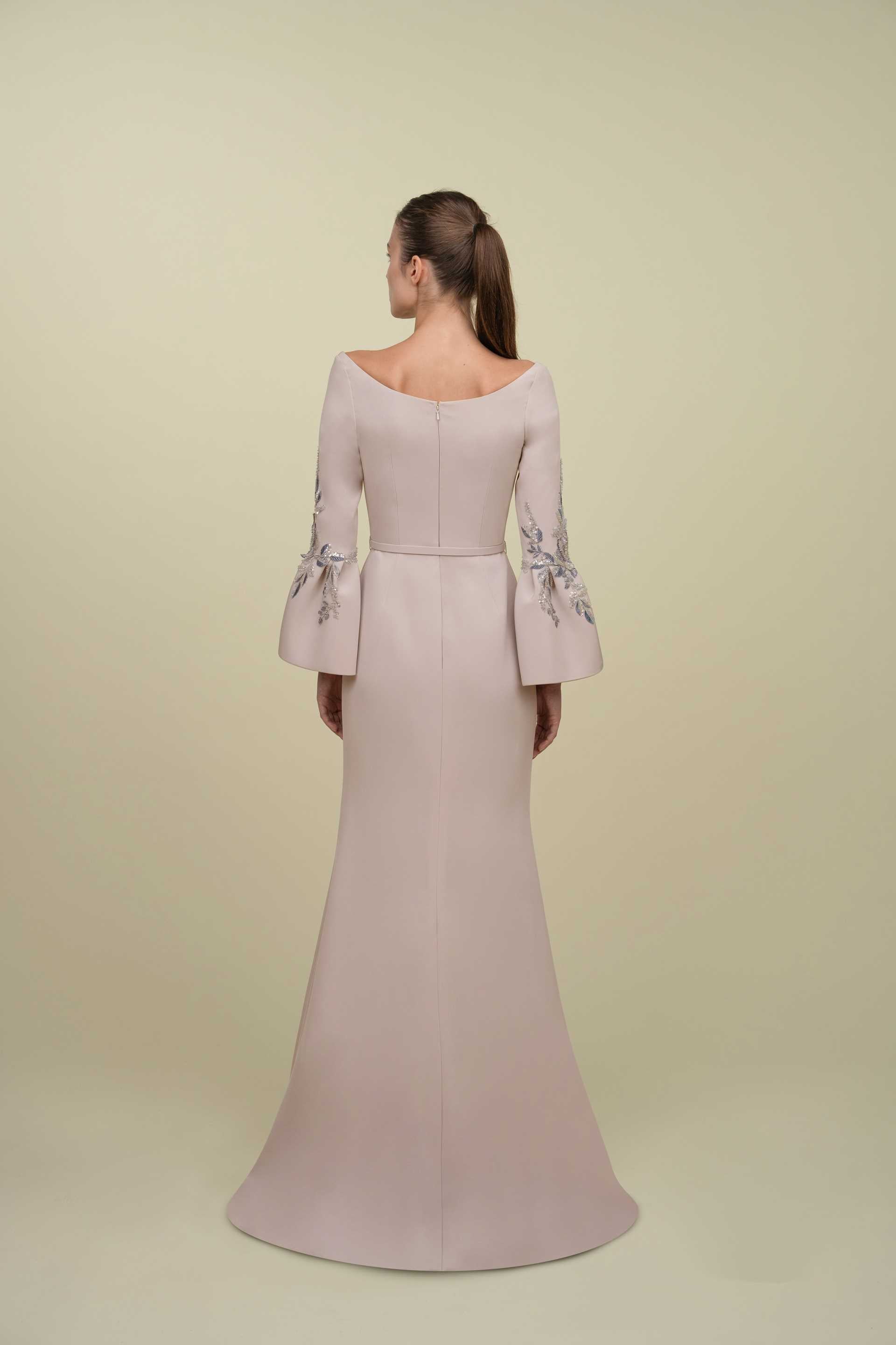 Mermaid Gown With Structured Bell Sleeves
