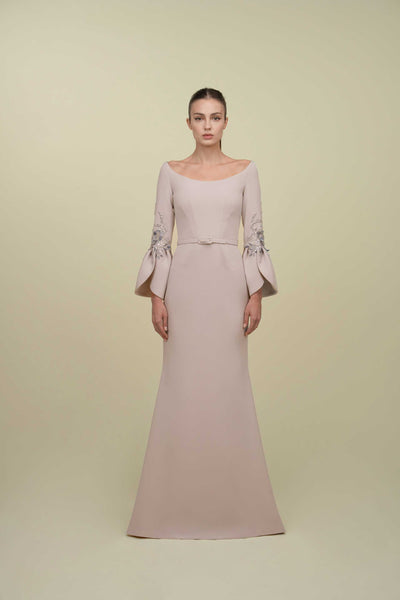Mermaid Gown With Structured Bell Sleeves