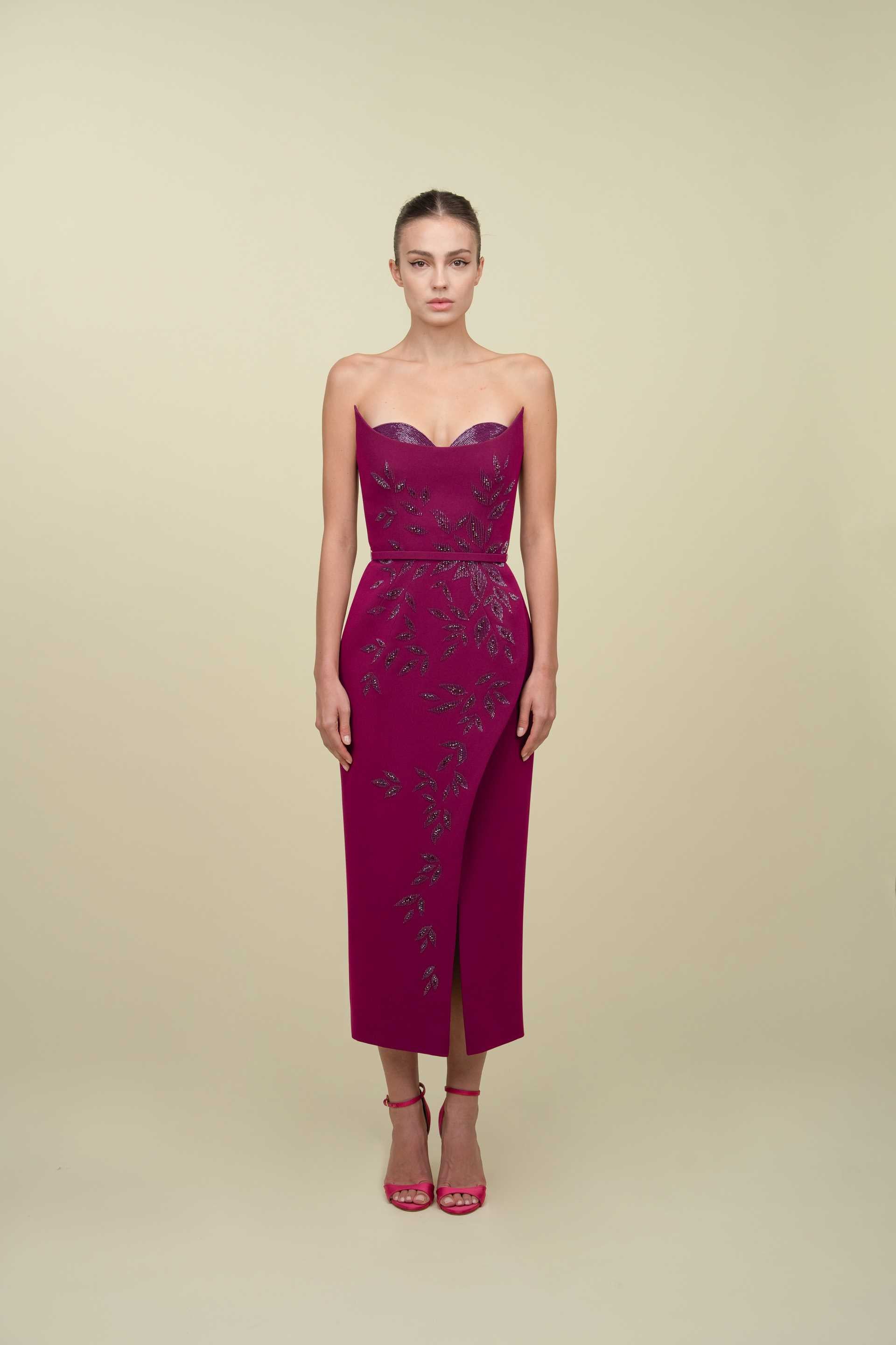 Strapless Overlap Beaded Dress