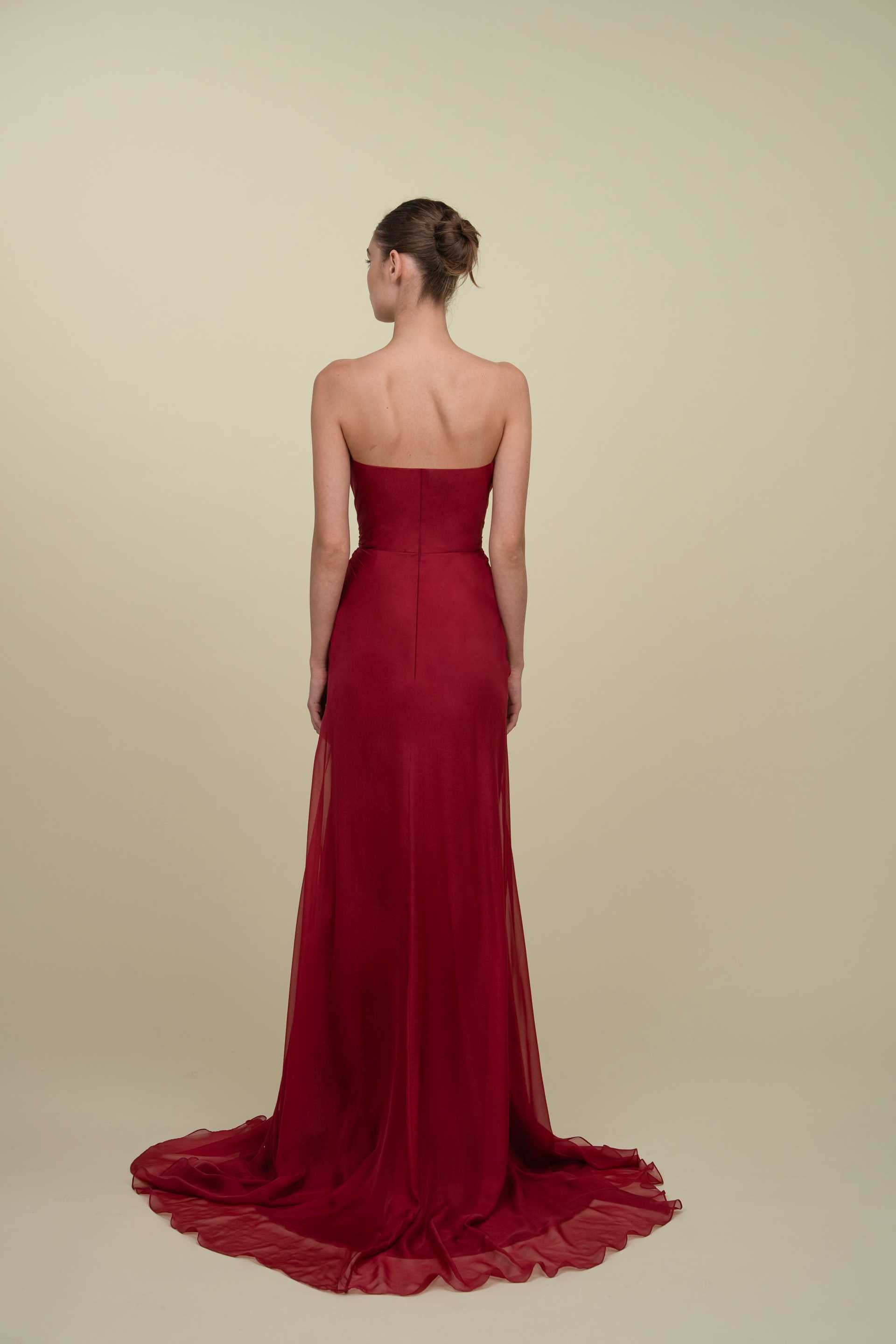 Draped Strapless Mousseline Gown