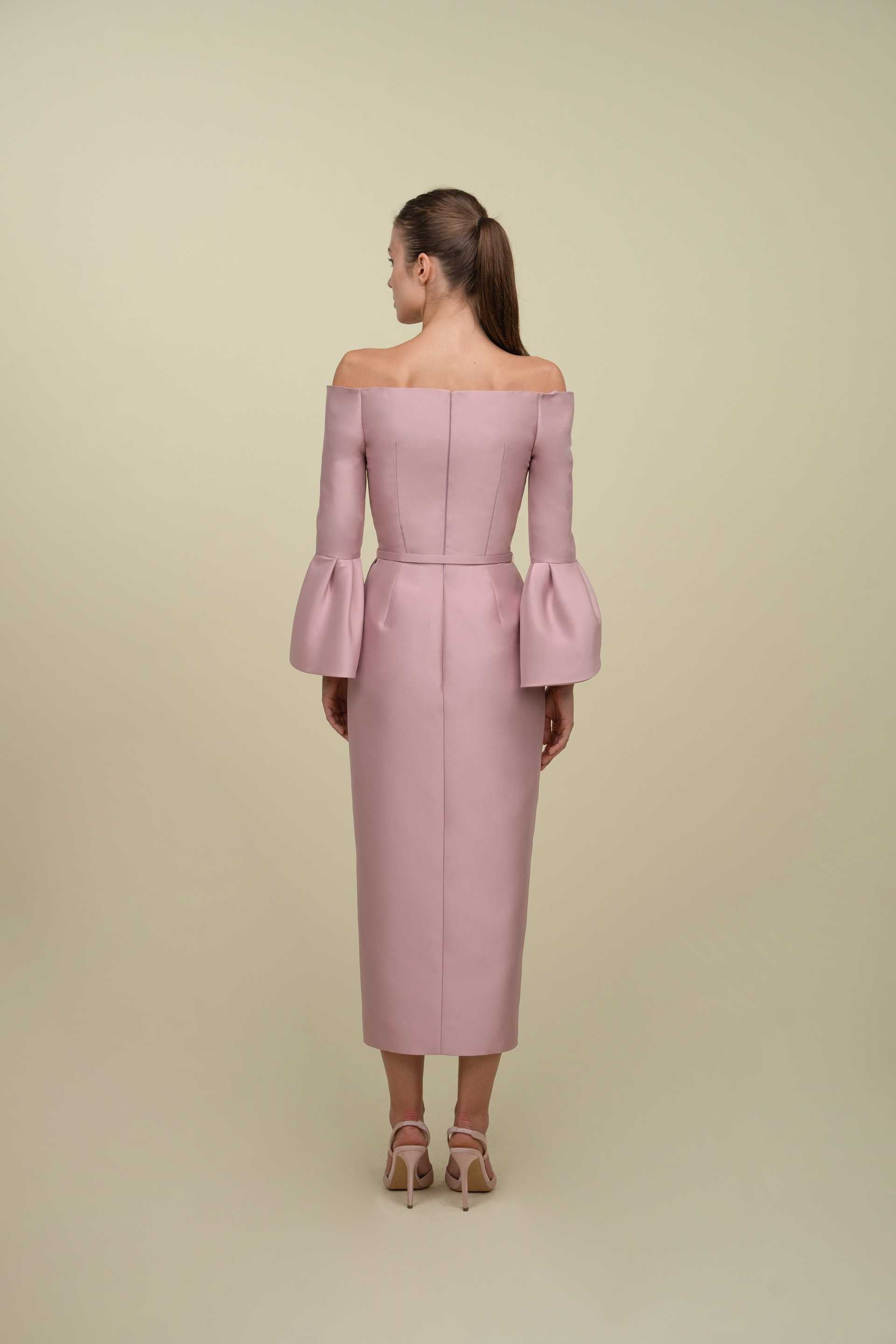 Off-Shoulder Dress With Cuffs Sleeves