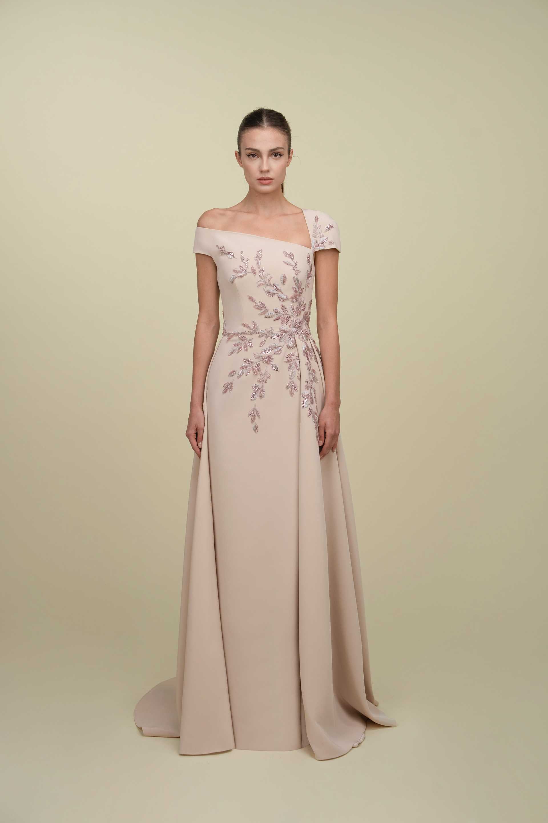 Asymmetrical Gown With Overskirt