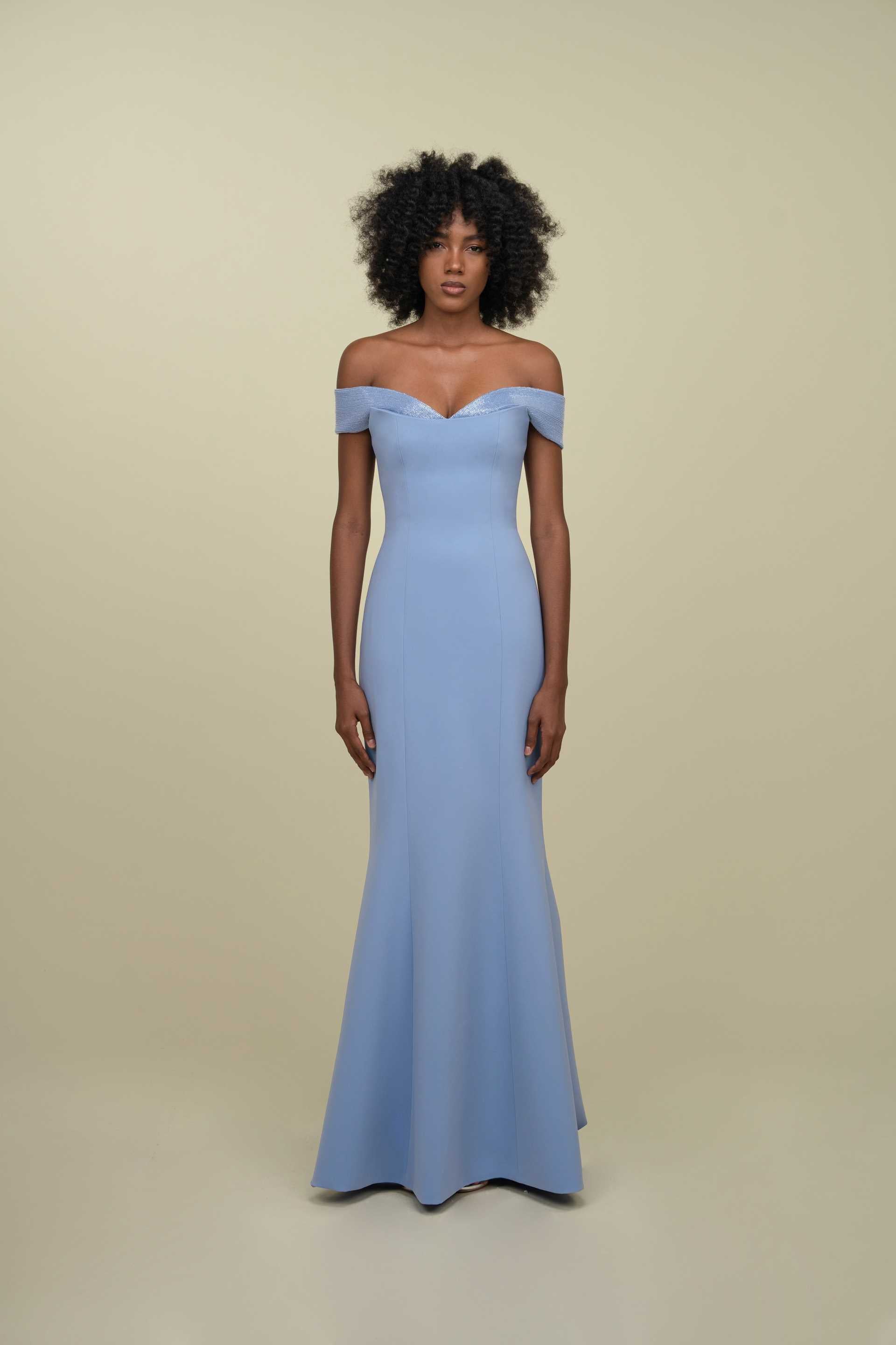 Mermaid Gown With Fully Beaded Off-Shoulder