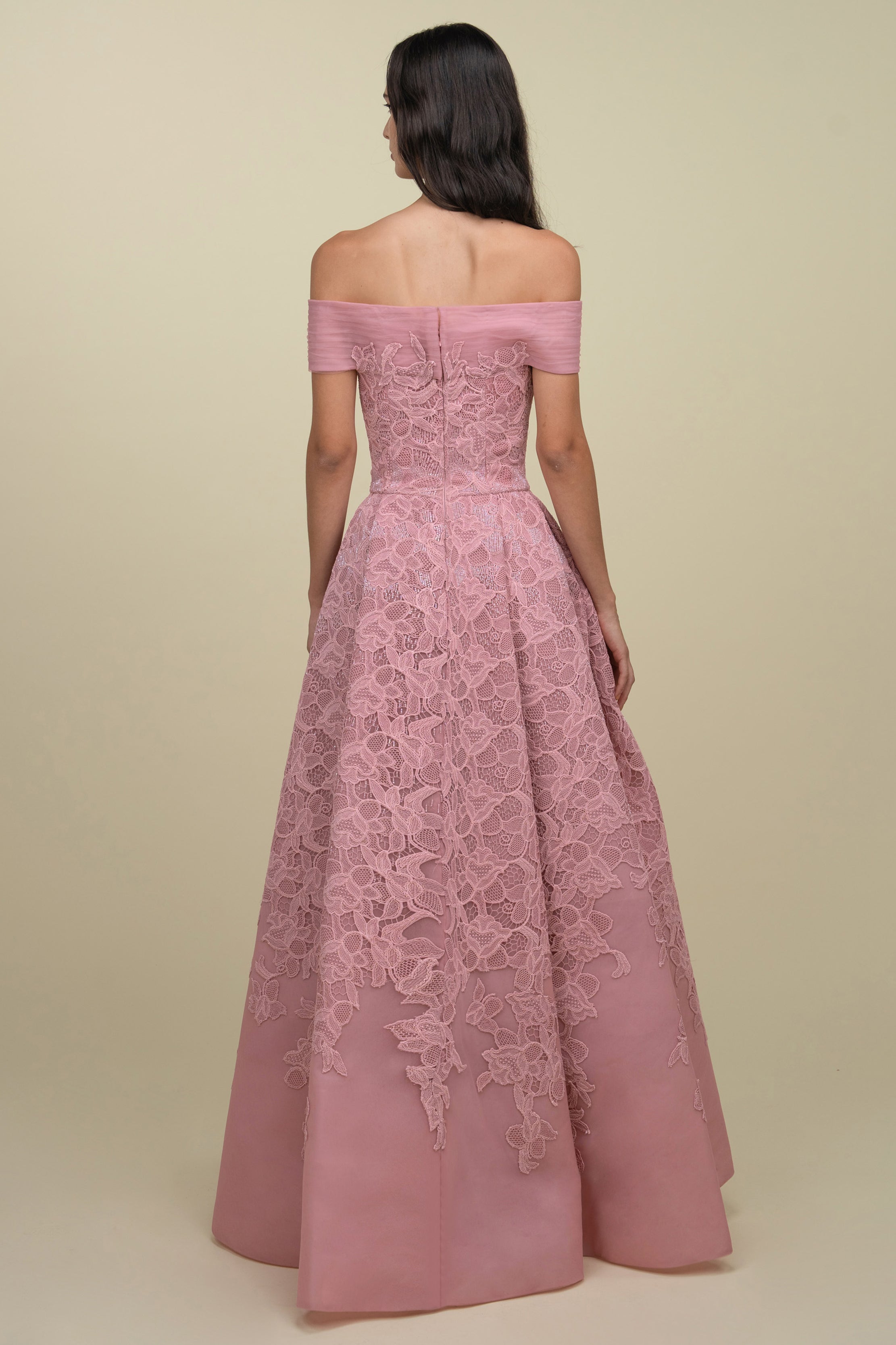 Off-Shoulder Voluminous Beaded Gown