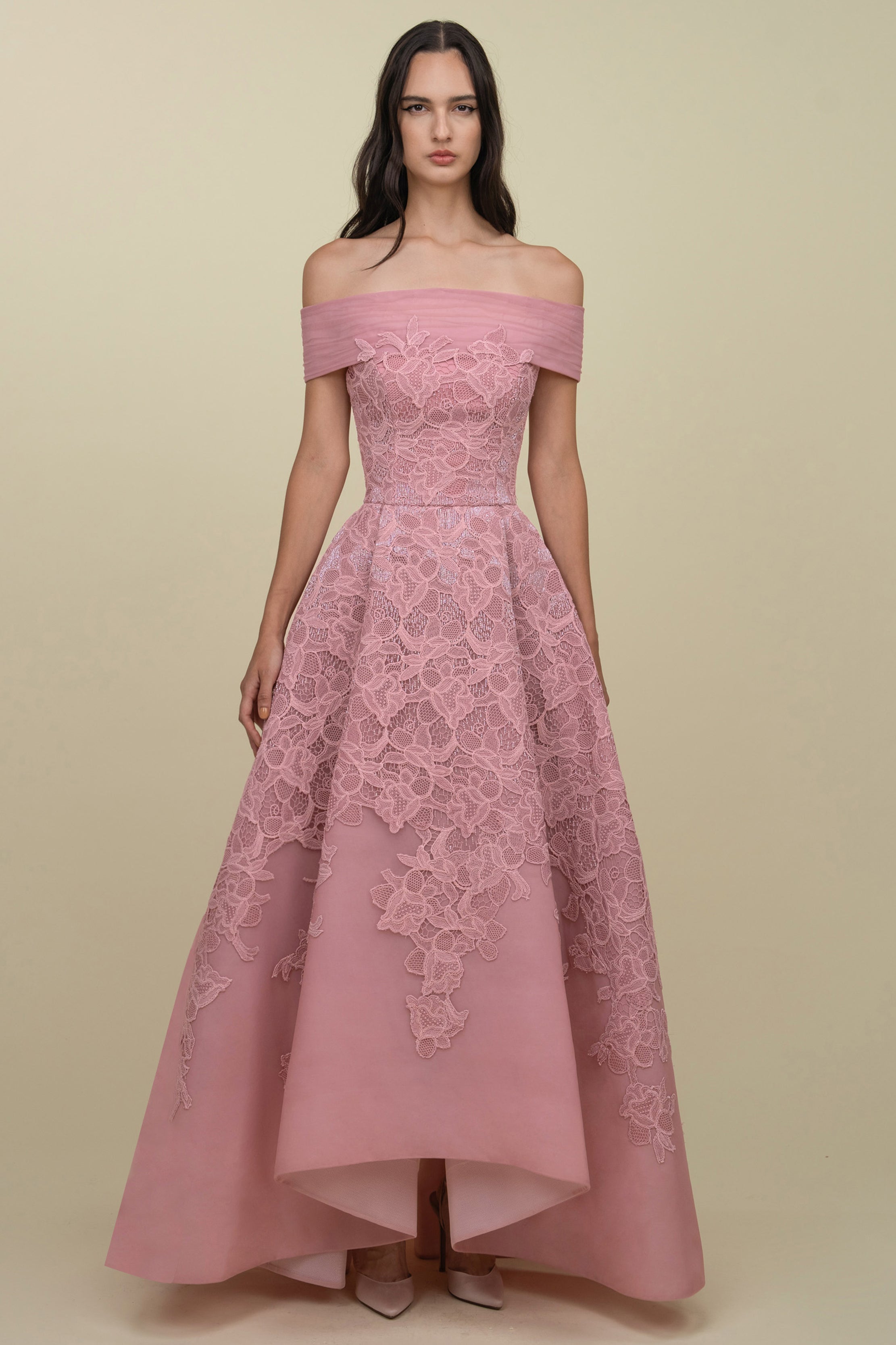 Off-Shoulder Voluminous Beaded Gown