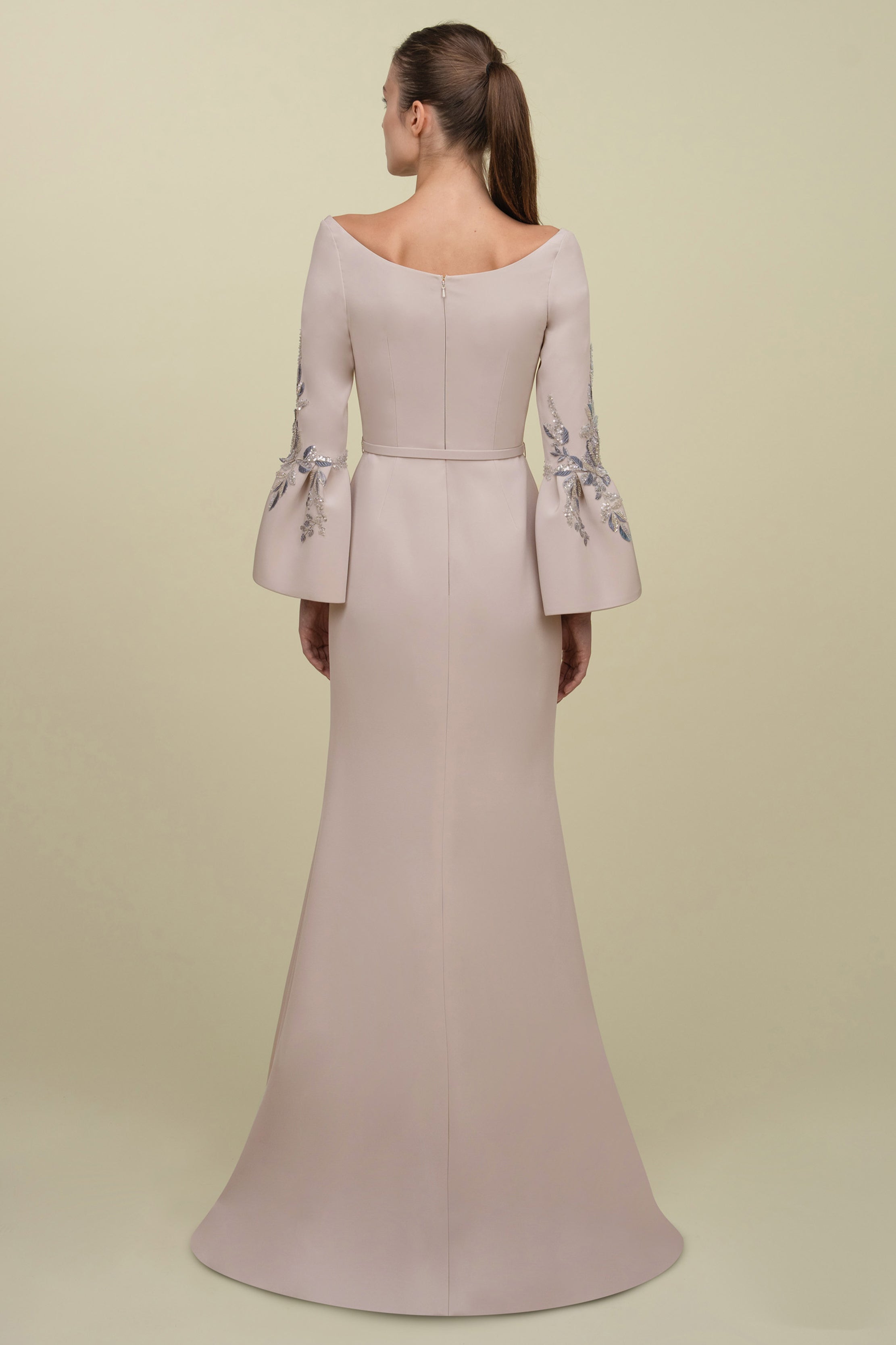 Mermaid Gown With Structured Bell Sleeves
