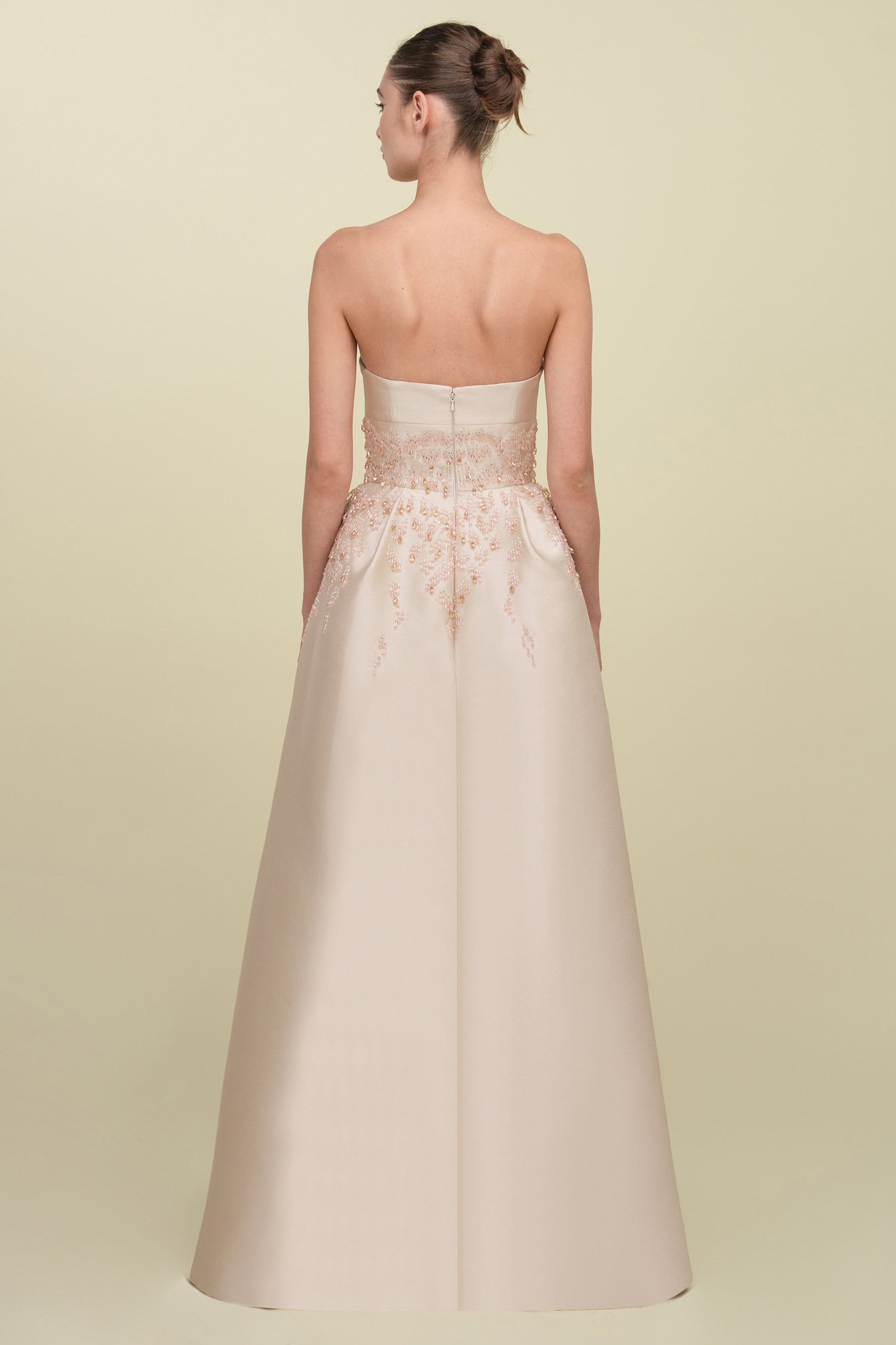 Sculpted Beaded Tulip-Shaped Gown Paired With Crop-Top