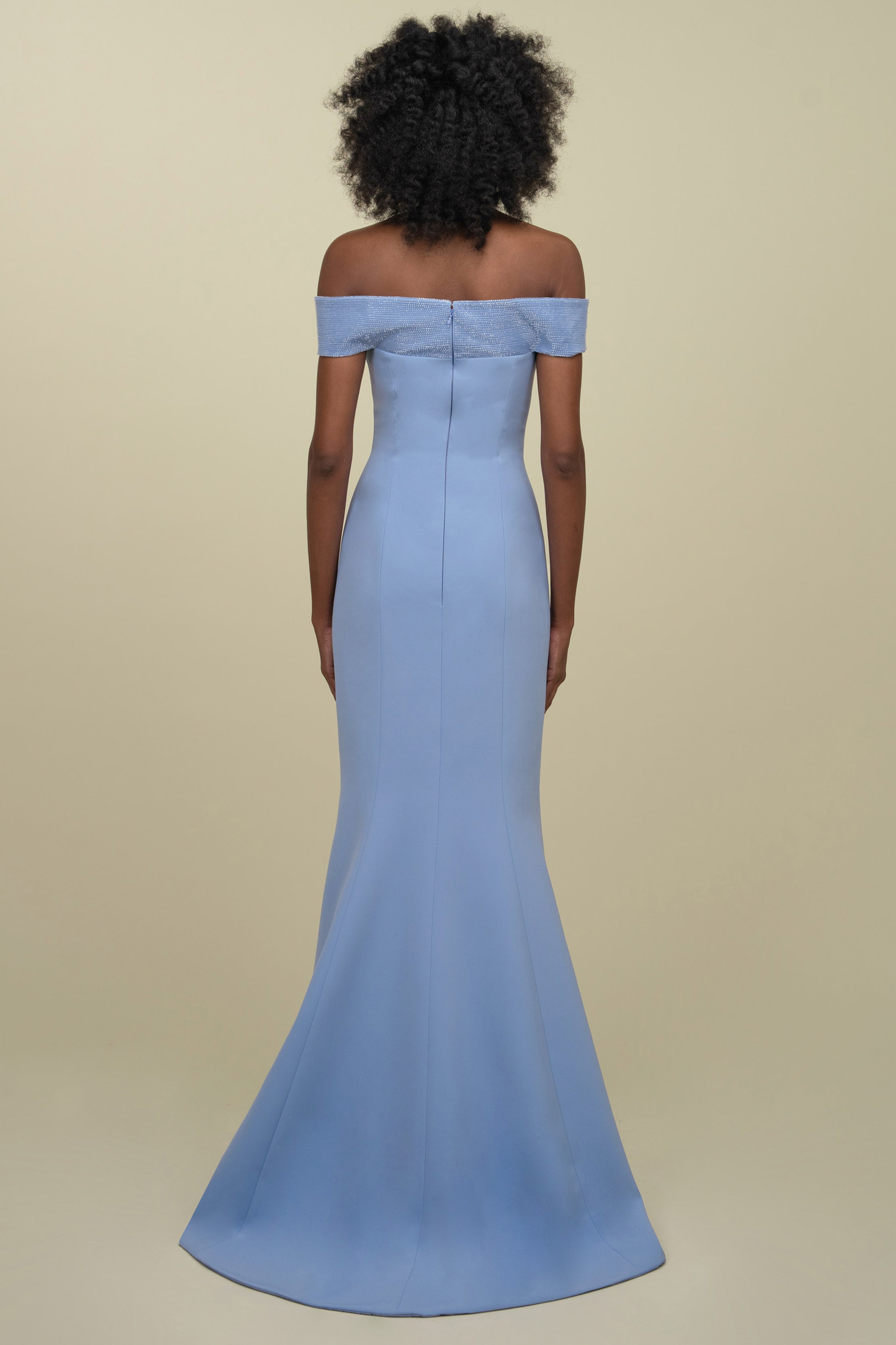Mermaid Gown With Fully Beaded Off-Shoulder