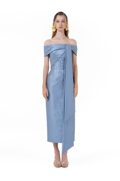 Beaded Tea-Length Midi Dress