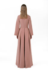 Floor Length gown with Buttoned Bishop Sleeves