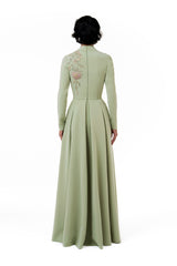 A-Line Paneled Gown With Embroidery