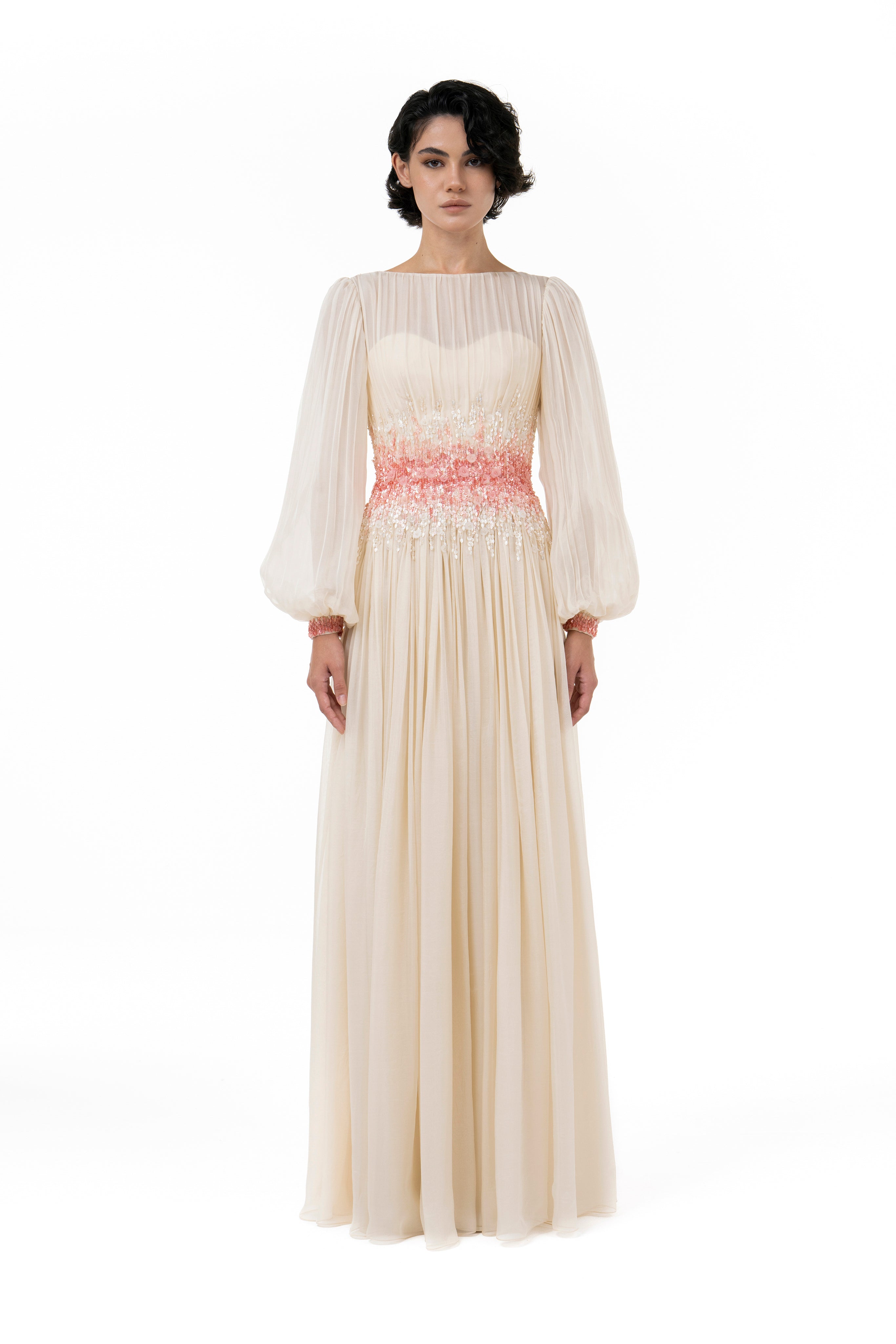 Chiffon Gown With Gradient Colour Beadworks