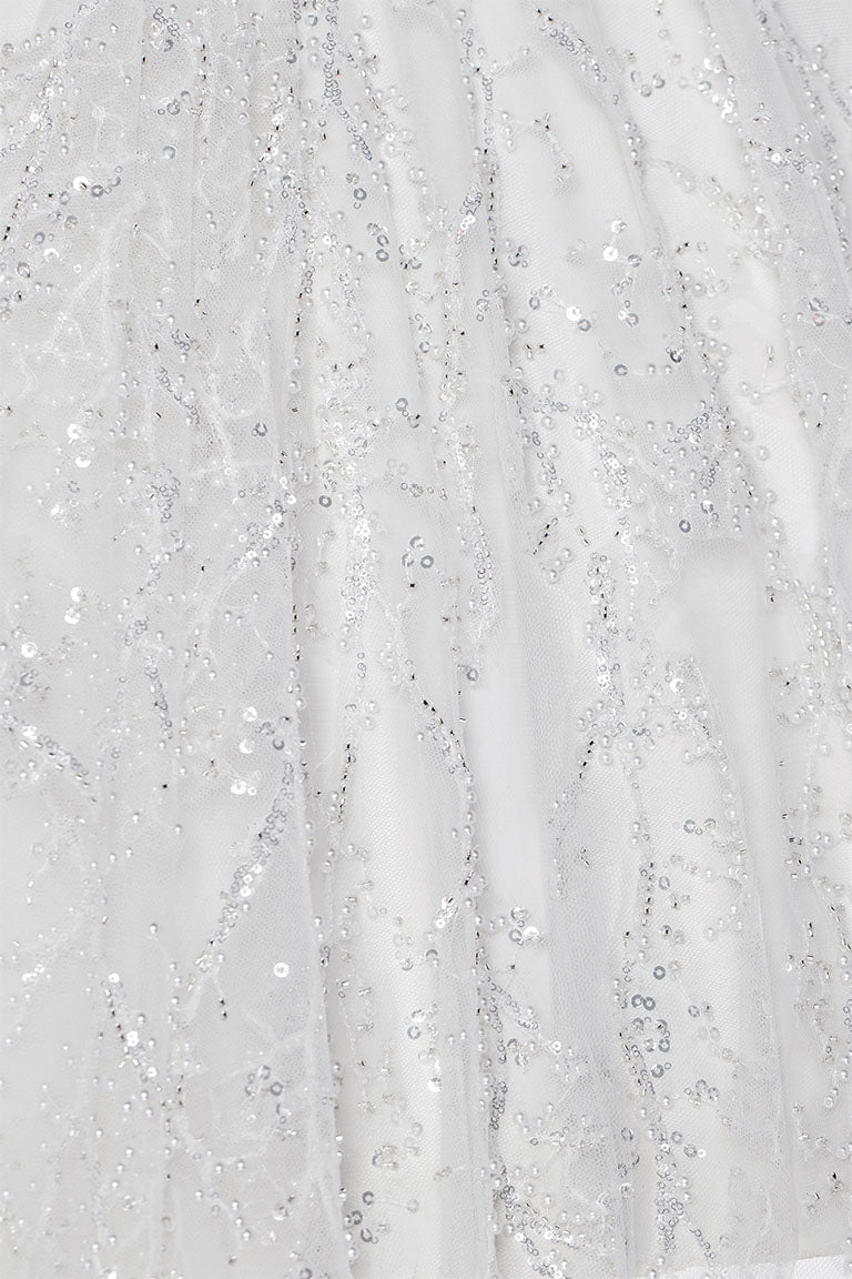 Fully Embellished Tulle Veil With Sparkling Floral Lace