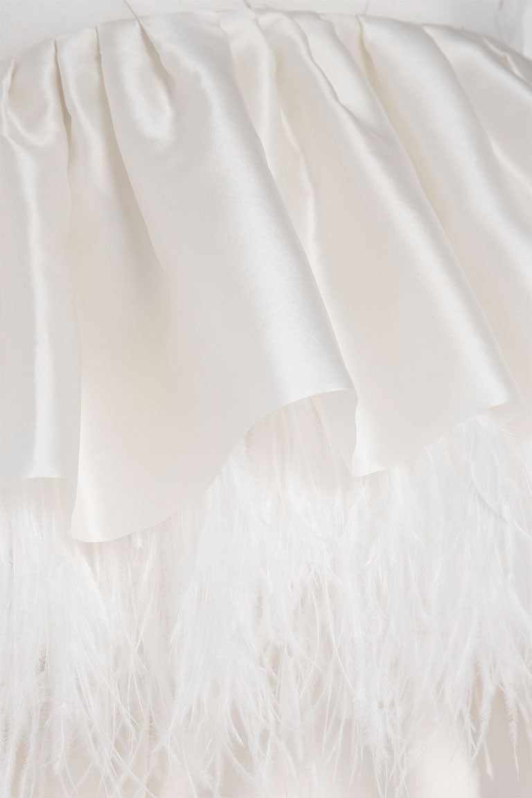 Tubino Crepe Wedding Dress With Feather Decorations