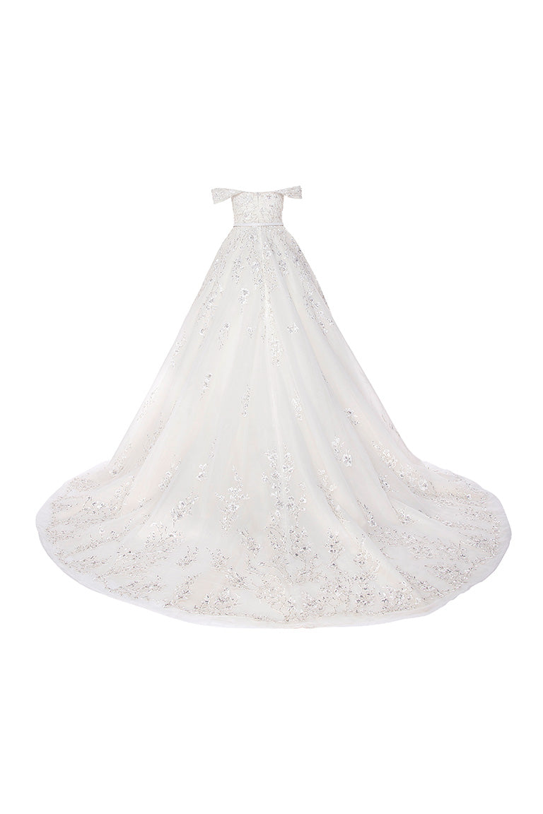 Glamorous Off-Shoulder Lace Wedding Gown
