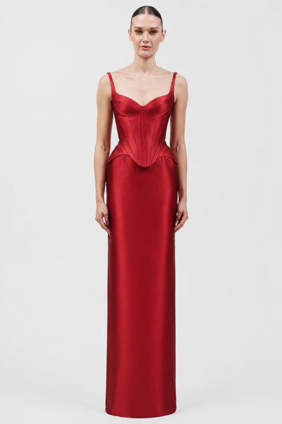 Corset Top With Sculpted Hip Panels And Full-Length Skirt.