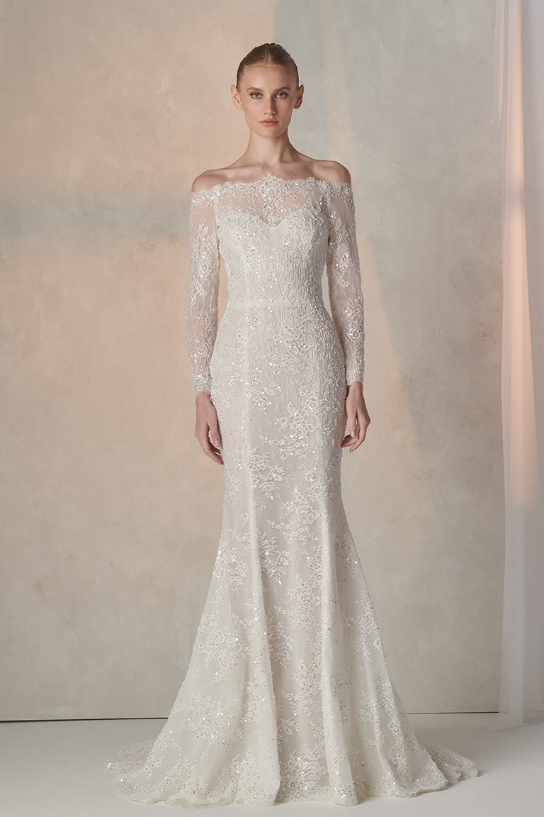 Fully Beaded Mermaid Lace Wedding Dress