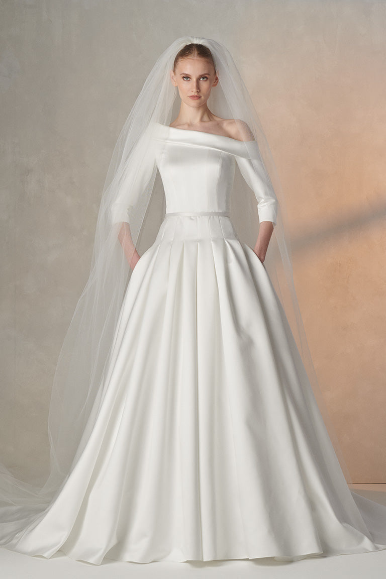 Classy Big Volume Satin Wedding Dress