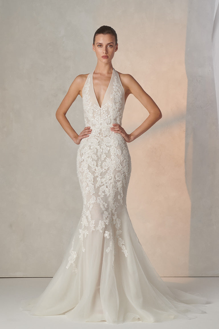 Elegant Mermaid Guipure Wedding Dress