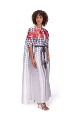 Floral printed satin kaftan