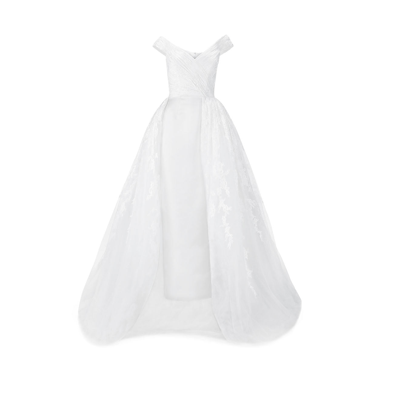 Sweetheart Neckline Wedding Gown Embroidered With Lace