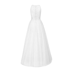 Luxury V-neckline tulle wedding gown with shimmery beads (Sale)