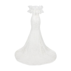 Mermaid fully embellished wedding dress with cascading lace elements