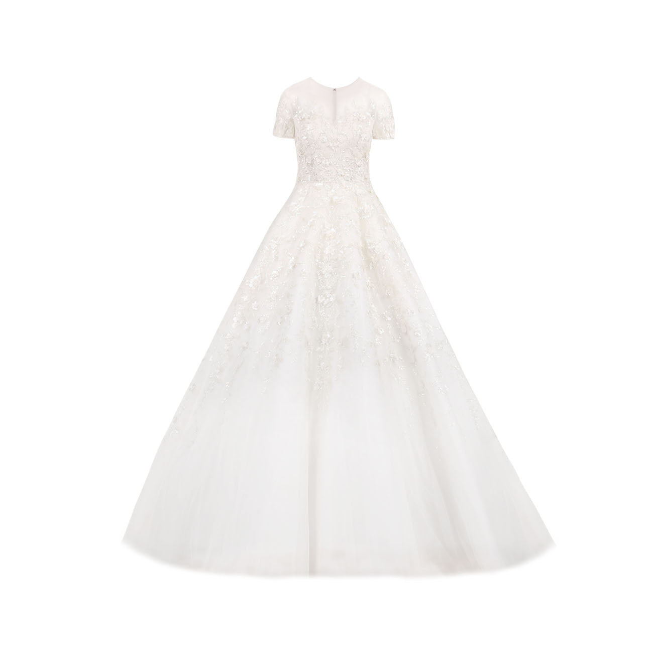 Fairytale Fully Embroidered Volume Wedding Dress With Tea-Cup Sleeves