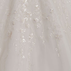 Fairytale fully embroidered volume wedding dress with tea-cup sleeves