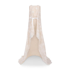 Extravagant sleeveless wedding dress with lace cape